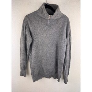 Samantha Hall Womens Gray Wool Angora‎ Zip Neck Sweater Size S Cozy